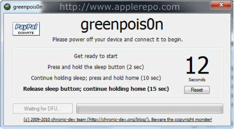 Step by Step Guide in Jailbreaking iPhone 3GS and iPhone 4 Using Greenpois0n DFU mode 3 Step by Step Guide in Jailbreaking iPhone 3GS and iPhone 4 Using Greenpois0n