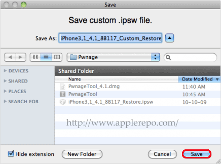 Save Custom IPSW file Step by