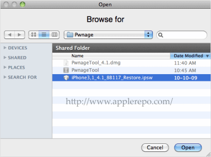 Select IPSW file Step by Step