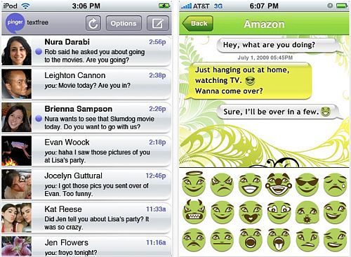 With TextFree Unlimited app for iphone or ipod touch are free to send text 