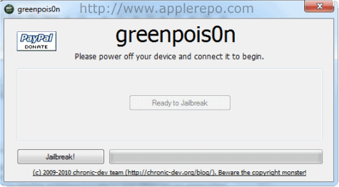 start jailbreak Step by Step Guide in Jailbreaking iPhone 3GS and iPhone 4 Using Greenpois0n