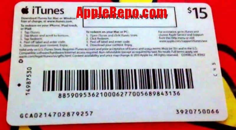 Apple gift card codes unused