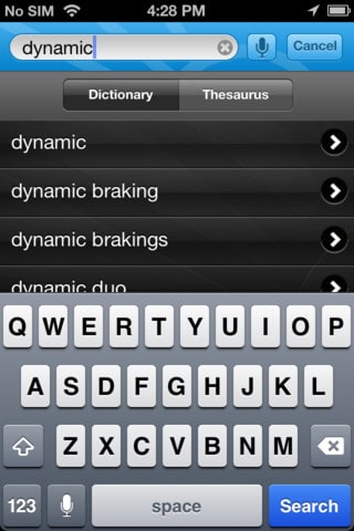 Dictionary and Thesaurus application