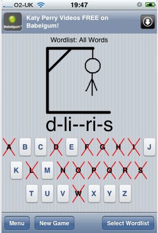 Hangman iphone app Hangman iPhone App