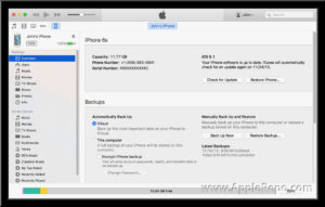 backup iphone itunes