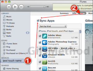 sync apps in itunes
