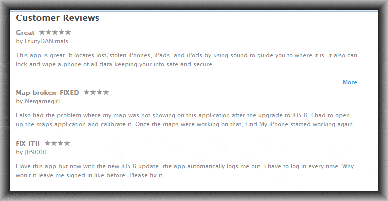 find my ipod touch app reviews