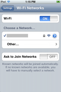 wi-fi settings in ipod touch