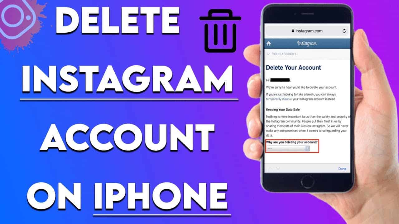 how to delete instagram account on iphone