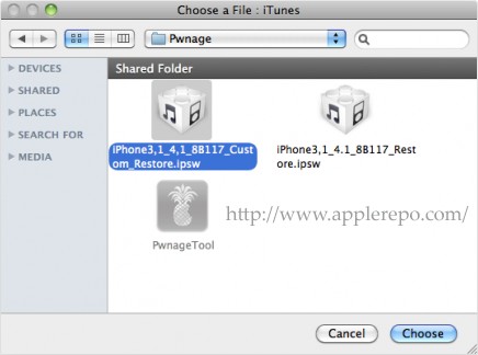 iTunes-Choose-IPSW-file