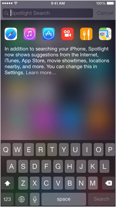 ipad spotlight search